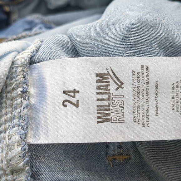 24 William Rast Jeans Distressed Frayed Raw Hem Blue Denim - Picture 17 of 17